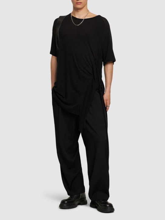 Yohji Yamamoto: Cotton side string t-shirt - men_1 | Luisa Via Roma