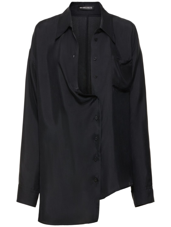Ann Demeulemeester: Jula silk twill shirt - Washed Black - women_0 | Luisa Via Roma