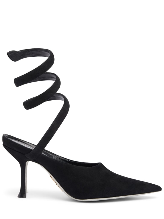 René Caovilla: 80毫米Grace麂皮穆勒鞋 - 黑色 - women_0 | Luisa Via Roma