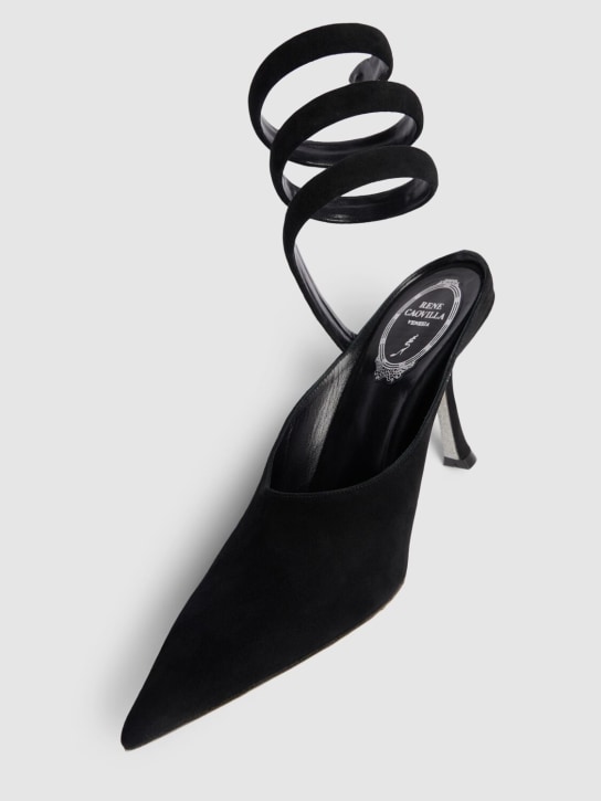 René Caovilla: 80毫米Grace麂皮穆勒鞋 - 黑色 - women_1 | Luisa Via Roma