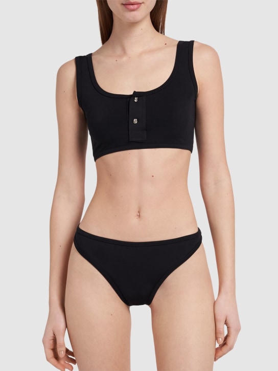 Bottega Veneta: Nylon bikini set - Black - women_1 | Luisa Via Roma