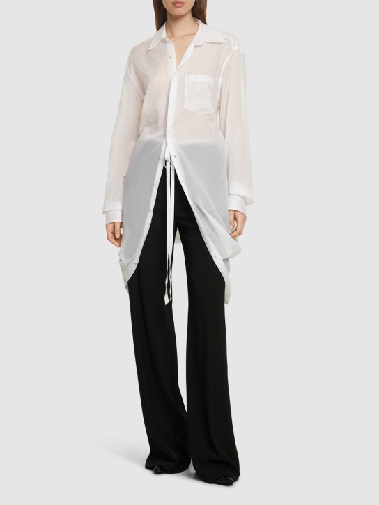 Ann Demeulemeester: Gabi long draped cotton voile shirt - Beyaz - women_1 | Luisa Via Roma