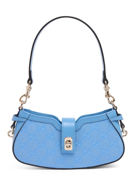 Gucci: Moon Side canvas shoulder bag - Mindful Azure - women_0 | Luisa Via Roma