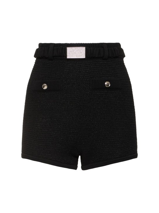 Alessandra Rich: Sequined cotton blend knitted hot pants - Black - women_0 | Luisa Via Roma