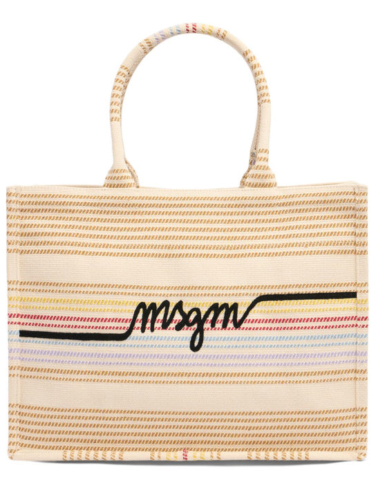 MSGM: Medium canvas tote bag - Beige/Multi - women_0 | Luisa Via Roma