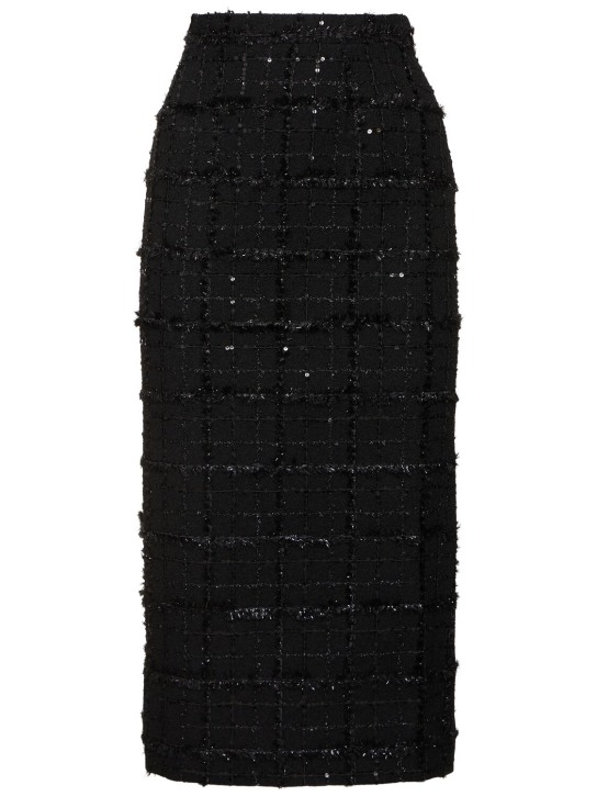 Alessandra Rich: Sequined checked tweed midi skirt - Multi/Black - women_0 | Luisa Via Roma