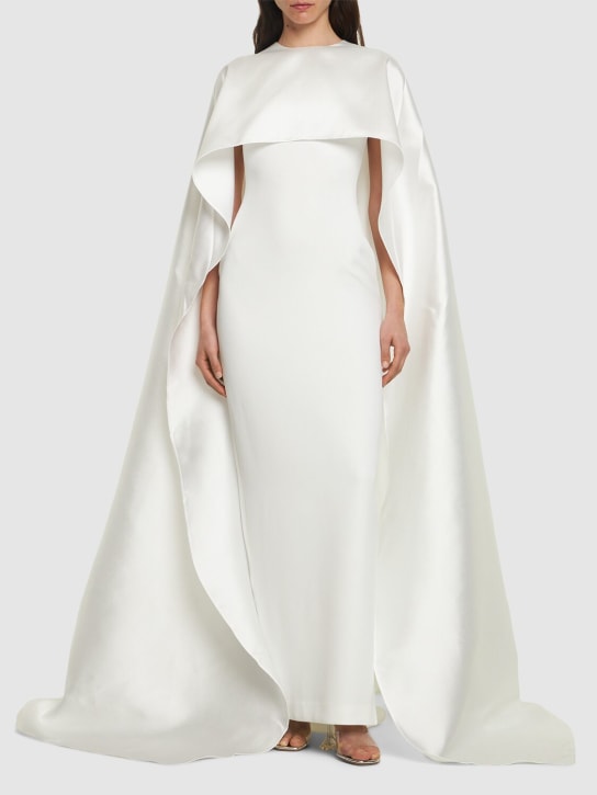 Solace London: Leni woven crepe maxi dress - Beyaz - women_1 | Luisa Via Roma