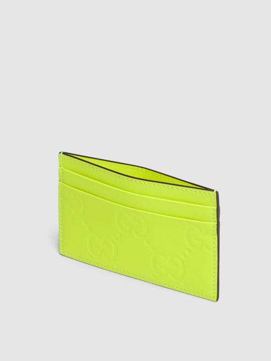 Gucci: Rubberized leather GG card case - Neon Yellow - men_1 | Luisa Via Roma