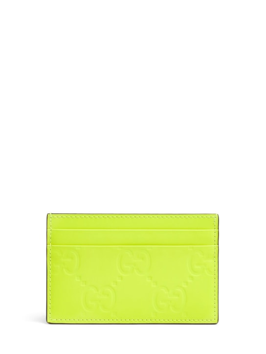 Gucci: Rubberized leather GG card case - Neon Yellow - men_0 | Luisa Via Roma