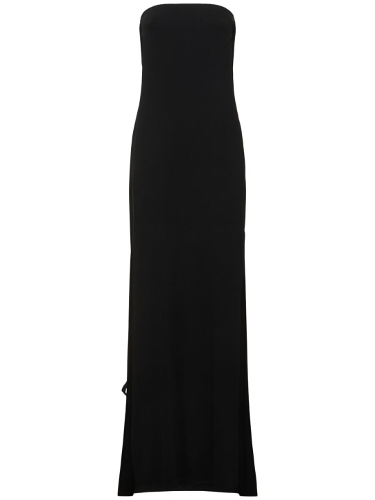 Ann Demeulemeester: Aura strapless jersey long dress - Black - women_0 | Luisa Via Roma