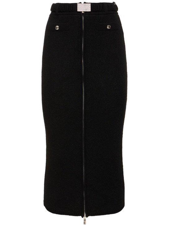 Alessandra Rich: Sequined cotton blend knit midi skirt - Black - women_0 | Luisa Via Roma