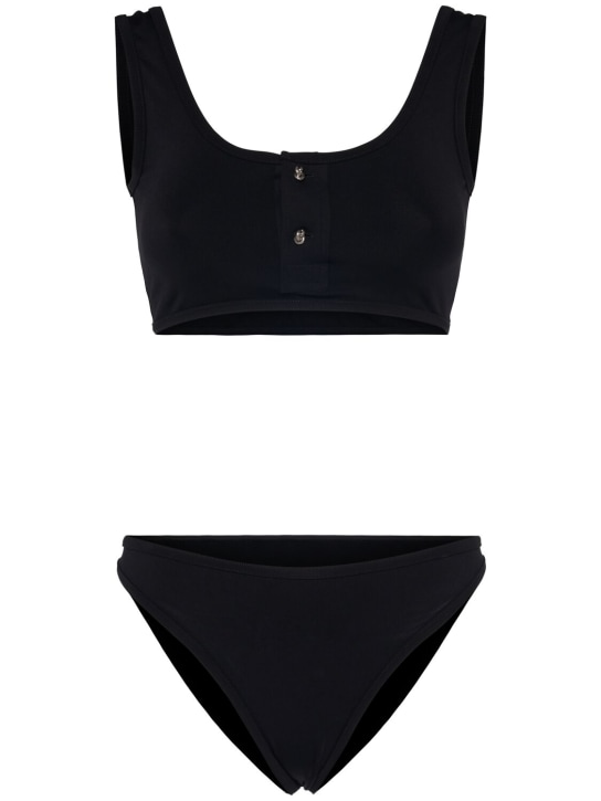 Bottega Veneta: Nylon bikini set - Siyah - women_0 | Luisa Via Roma