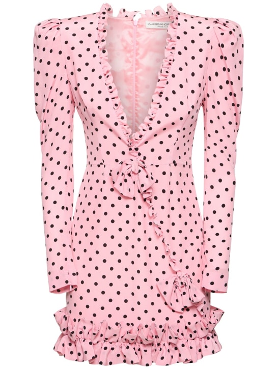 Alessandra Rich: Polka dot print ruffled silk mini dress - Pink/Black - women_0 | Luisa Via Roma