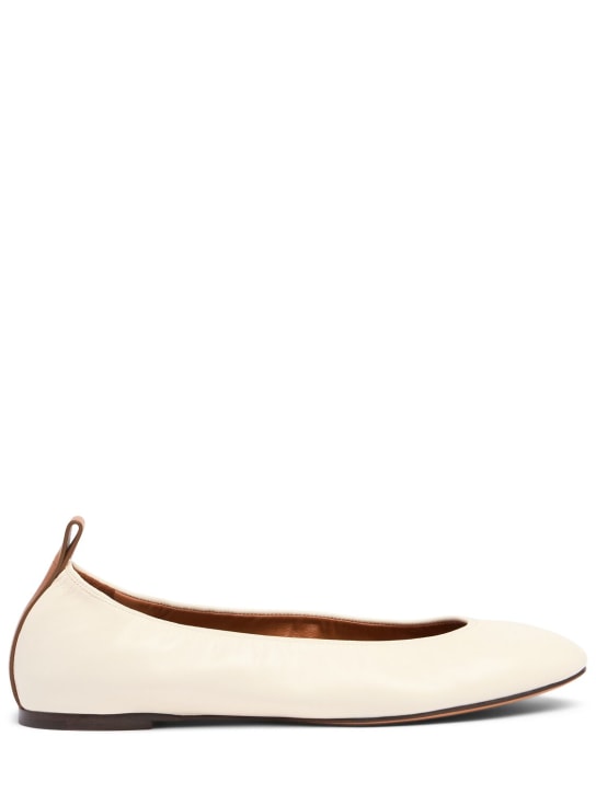 Lanvin: 5毫米皮革芭蕾平底鞋 - 白色 - women_0 | Luisa Via Roma