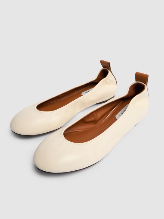 Lanvin: 5mm Leather ballerina flats - White - women_2 | Luisa Via Roma