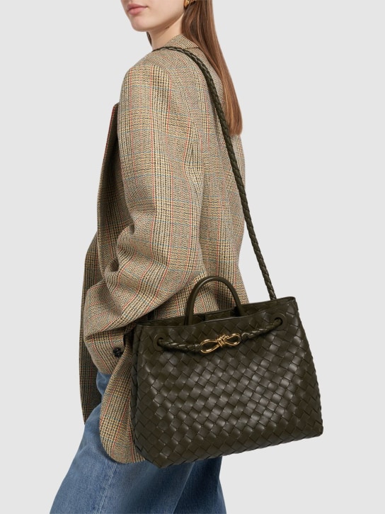 Bottega Veneta: Medium Andiamo leather top handle bag - Haki - women_1 | Luisa Via Roma