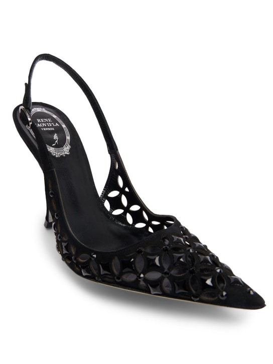 René Caovilla: Zapatos destalonados de ante 105mm - Negro - women_1 | Luisa Via Roma