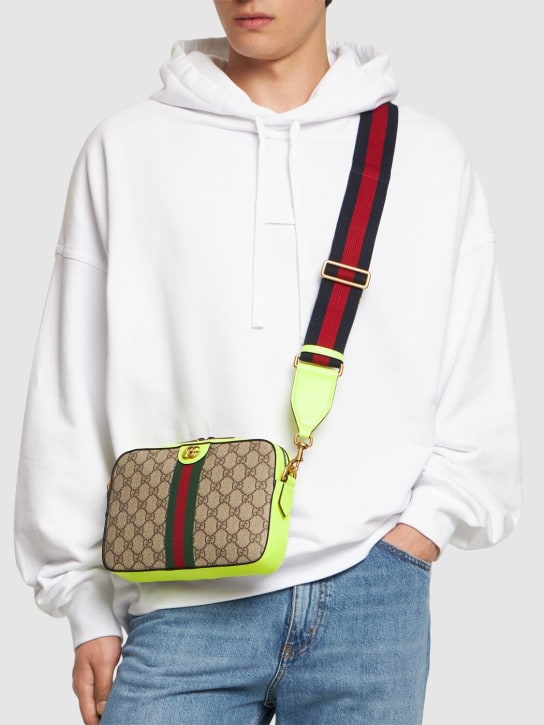 Gucci: Small Ophidia GG crossbody bag - Bej/Sarı - men_1 | Luisa Via Roma