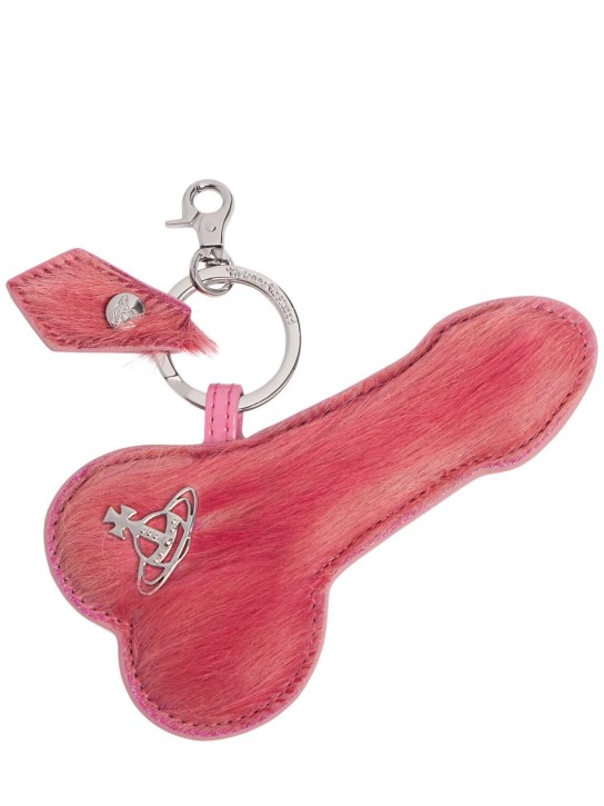 Vivienne Westwood: 带毛皮革钥匙链 - 粉色 - women_0 | Luisa Via Roma