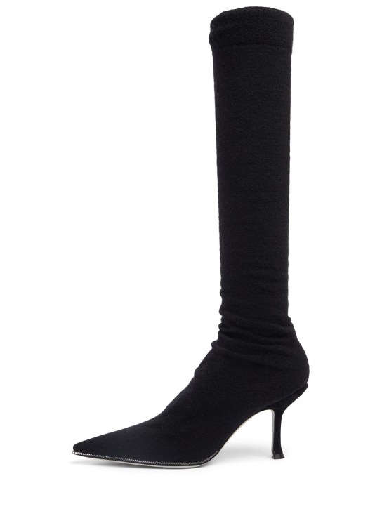 René Caovilla: 80mm Grace cashmere over-the-knee boots - Black/Silver - women_0 | Luisa Via Roma