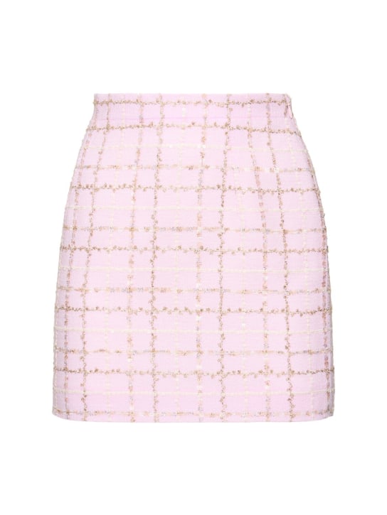 Alessandra Rich: Sequined checked tweed mini skirt - Multi Lightpink - women_0 | Luisa Via Roma