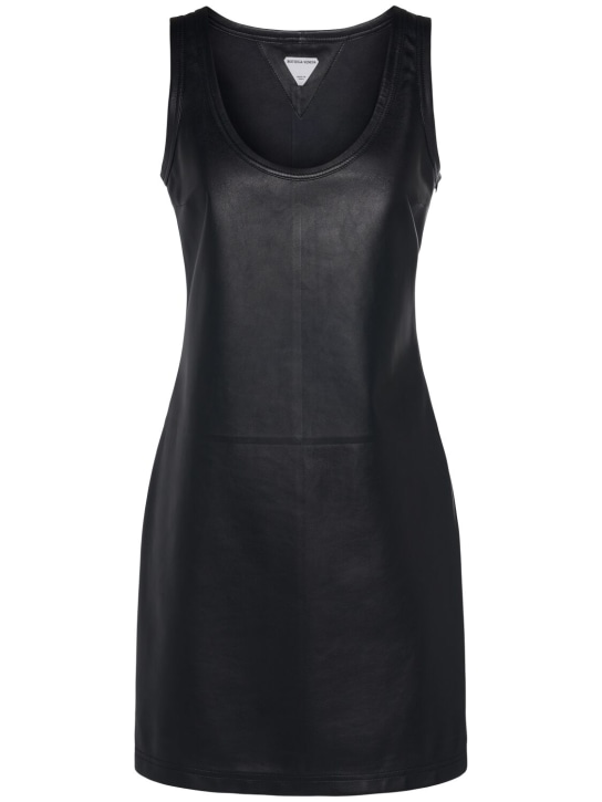 Bottega Veneta: Leather dress - Shadow - women_0 | Luisa Via Roma