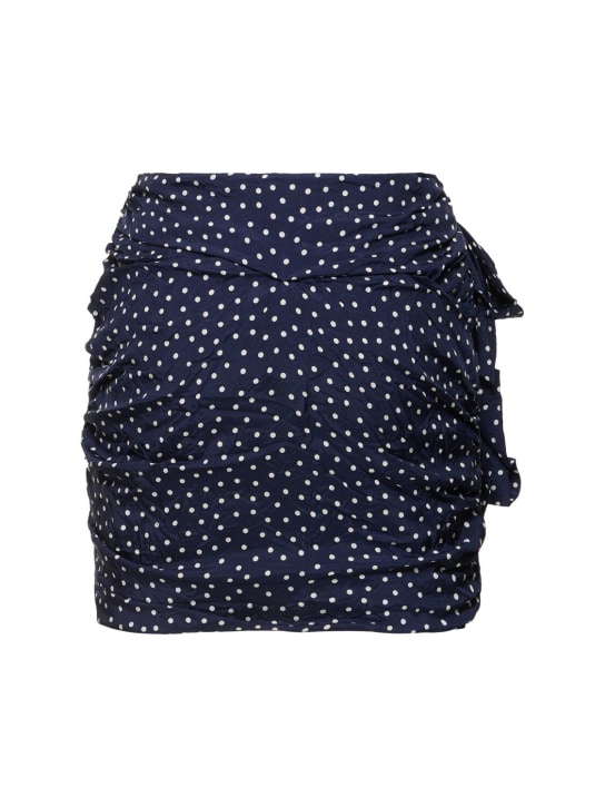 Bally: Ruffled viscose mini skirt - Blue/Multi - women_0 | Luisa Via Roma