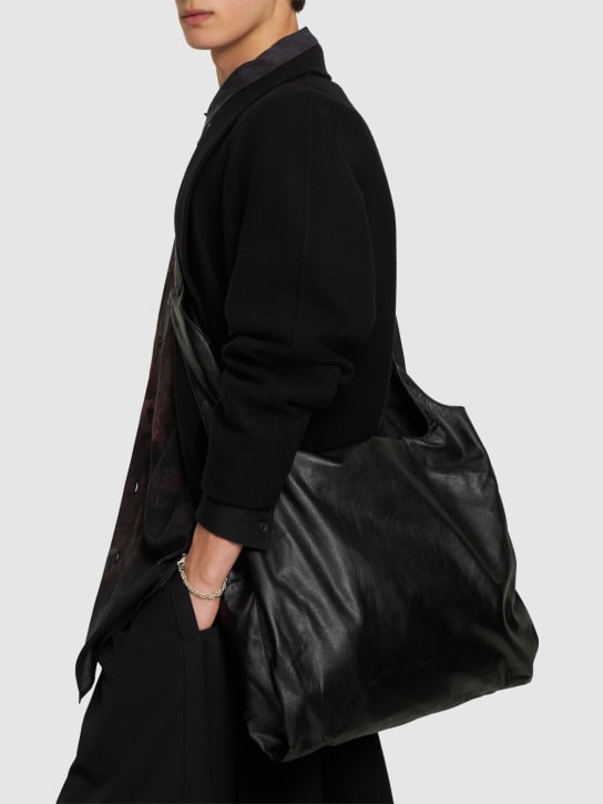Yohji Yamamoto: Reversible leather tote bag - Black - men_1 | Luisa Via Roma