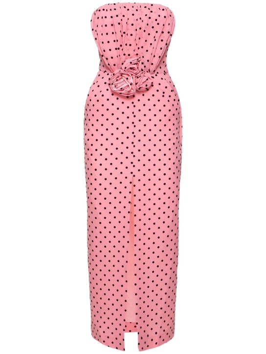 Alessandra Rich: Flocked polka dot silk georgette dress - Pink/Black - women_0 | Luisa Via Roma