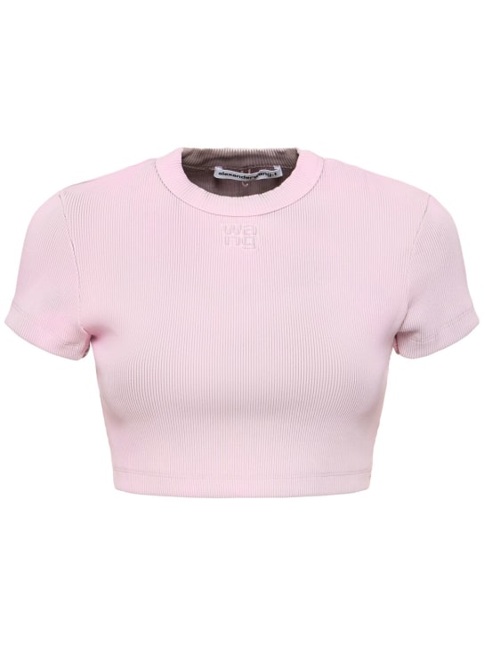 Alexander Wang: 短款短袖棉质T恤 - 粉色 - women_0 | Luisa Via Roma