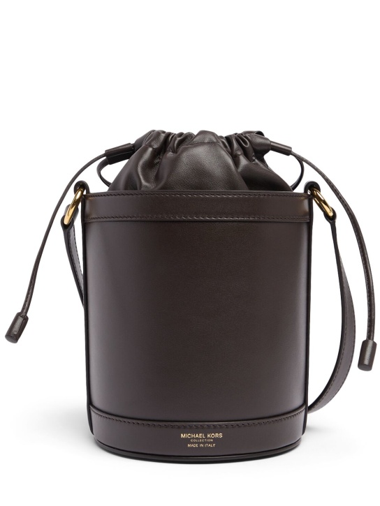 Michael Kors Collection: Medium Audrey leather bucket bag - Chocolate - women_0 | Luisa Via Roma