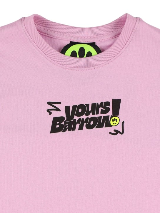 Barrow: T-shirt en jersey de coton imprimé - Rose - kids-girls_1 | Luisa Via Roma