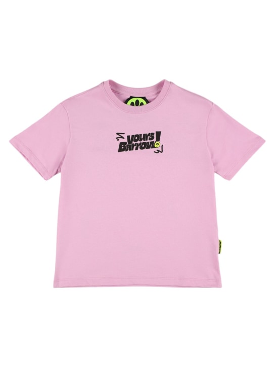 Barrow: 印花棉质平纹针织T恤 - 粉色 - kids-girls_0 | Luisa Via Roma
