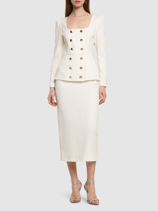 Alessandra Rich: Doppelreihiges Kleid aus leichter Wolle - Weiß - women_1 | Luisa Via Roma