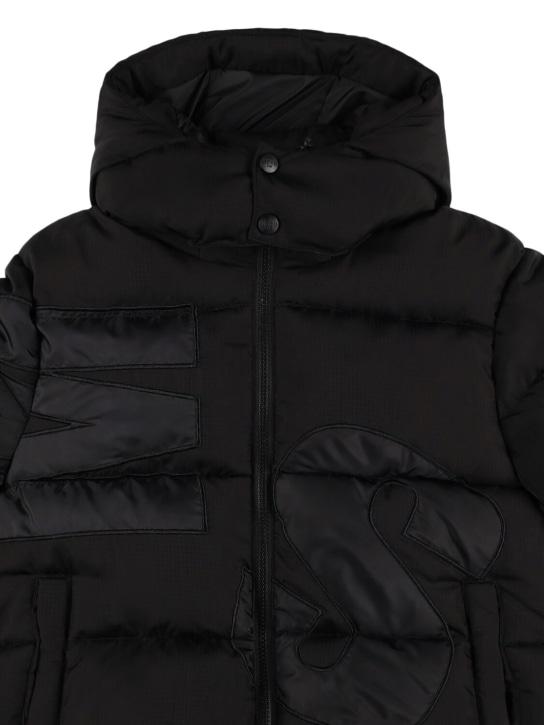 MSGM: Nylon ripstop puffer jacket - Black - kids-boys_1 | Luisa Via Roma
