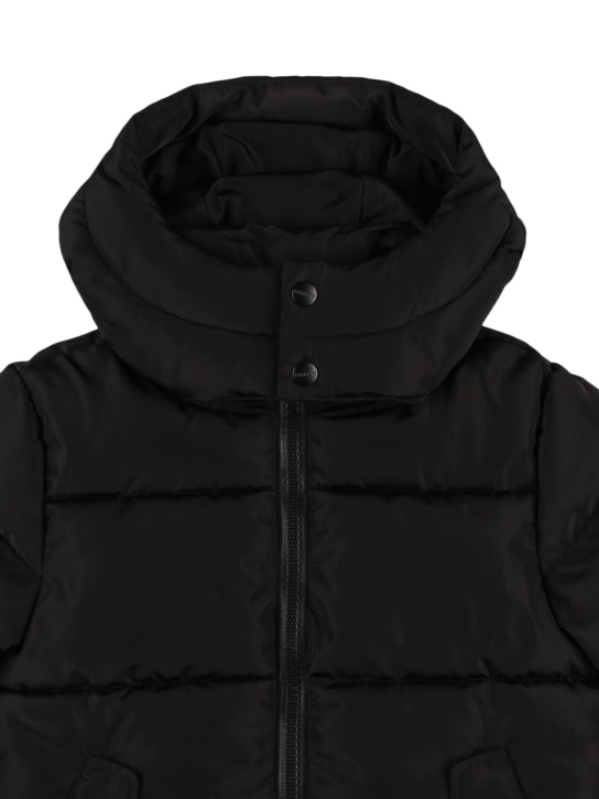 Barrow: Hooded poly puffer jacket - Black - kids-girls_1 | Luisa Via Roma