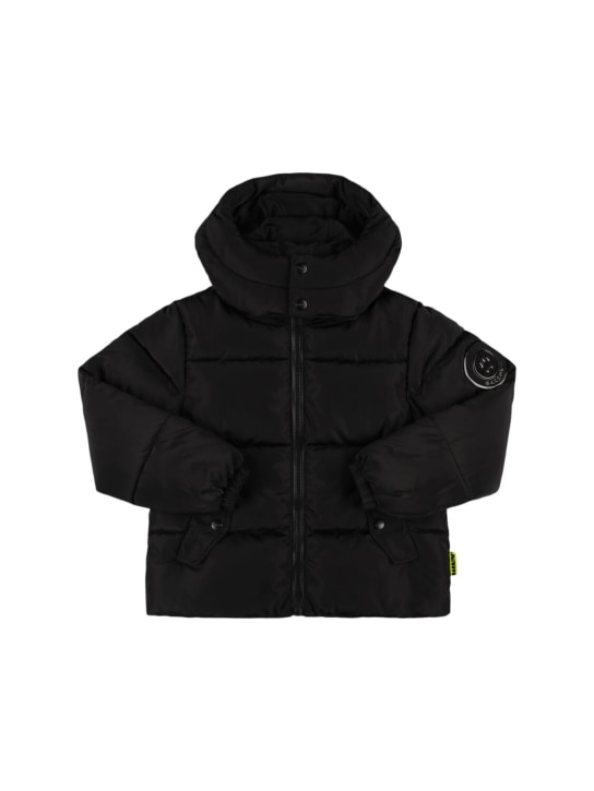 Barrow: Hooded poly puffer jacket - Black - kids-girls_0 | Luisa Via Roma