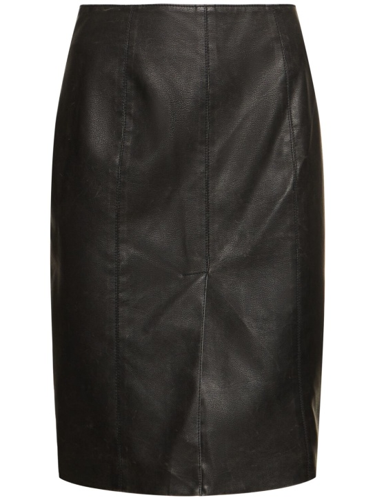MSGM: Faux leather midi skirt - Black - women_0 | Luisa Via Roma