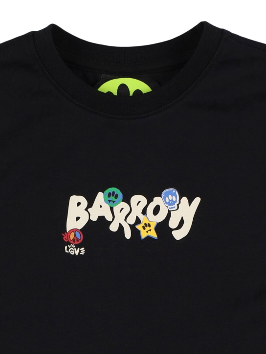 Barrow: Printed cotton jersey t-shirt - Black - kids-girls_1 | Luisa Via Roma