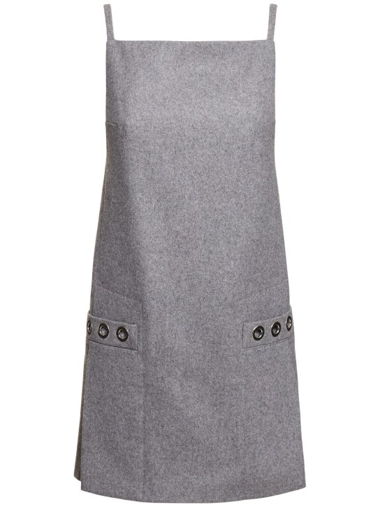 MSGM: Wool knit embellished mini dress - Grey - women_0 | Luisa Via Roma