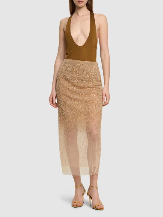 Ermanno Scervino: Embellished midi skirt - Beige - women_1 | Luisa Via Roma