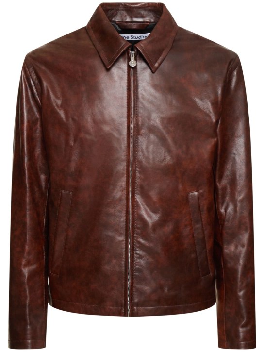 Acne Studios: Laukwa vintage leather jacket - Kahverengi - men_0 | Luisa Via Roma