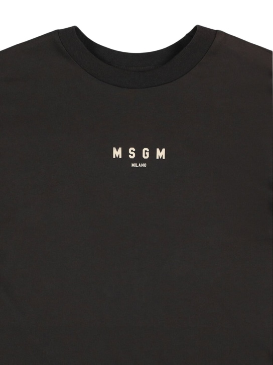 MSGM: Printed cotton jersey t-shirt - Dark Grey - kids-girls_1 | Luisa Via Roma