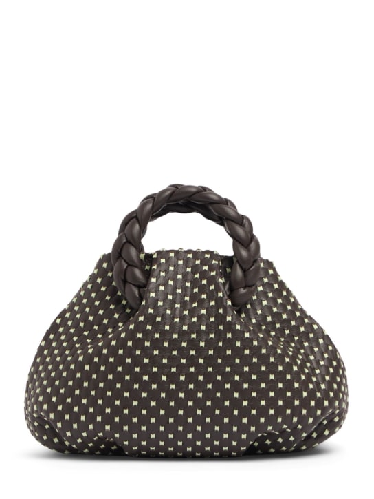 Hereu: Bombon woven leather top handle bag - Dark Brown/Mint - women_0 | Luisa Via Roma