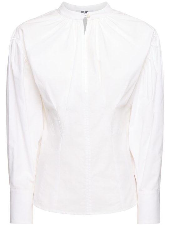 MSGM: Camisa de popelina de algodón - Blanco - women_0 | Luisa Via Roma
