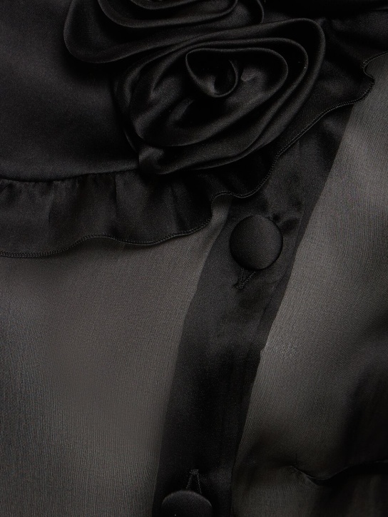 Alessandra Rich: Silk organza blouse w/ rose appliqués - Black - women_3 | Luisa Via Roma