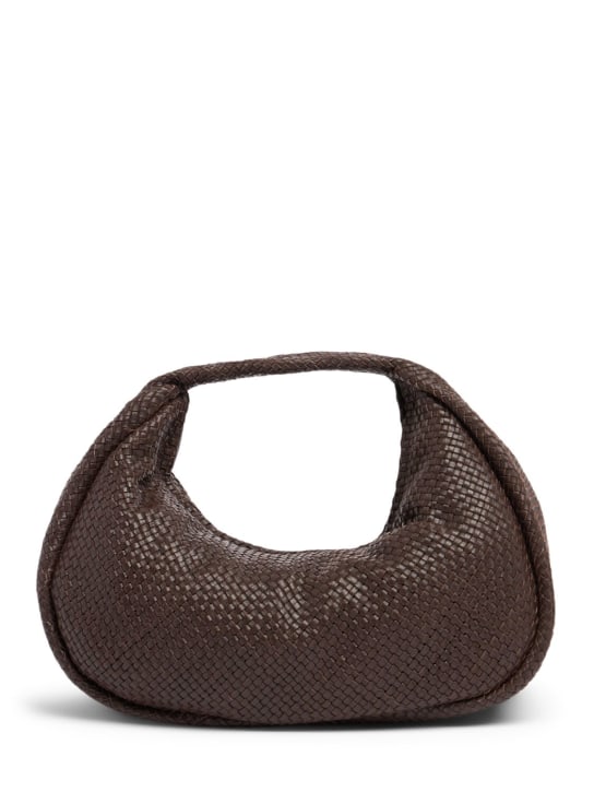 St. Agni: Mini Bon Bon wave leather top handle bag - Chocolate - women_0 | Luisa Via Roma