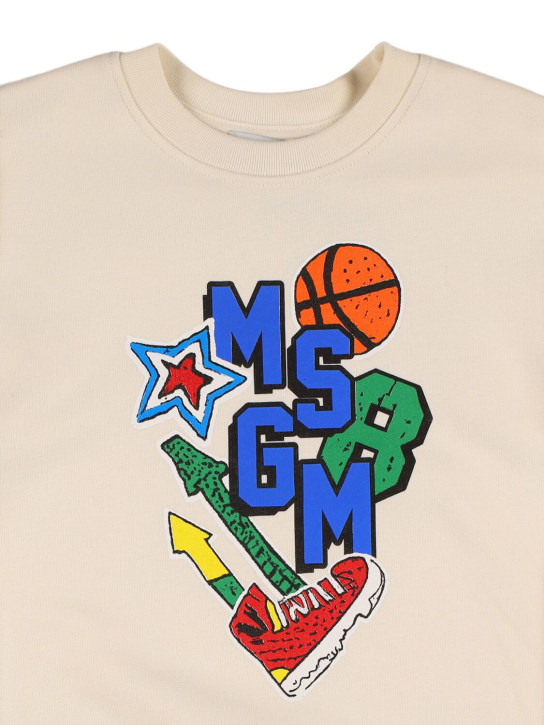 MSGM: Sweat-shirt en coton imprimé - Blanc - kids-boys_1 | Luisa Via Roma