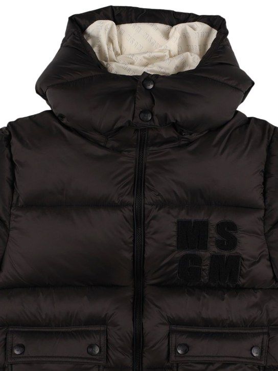MSGM: Nylon ripstop puffer jacket - Black - kids-boys_1 | Luisa Via Roma