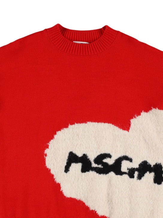 MSGM: Pull-over en maille de laine mélangée - Rouge - kids-girls_1 | Luisa Via Roma